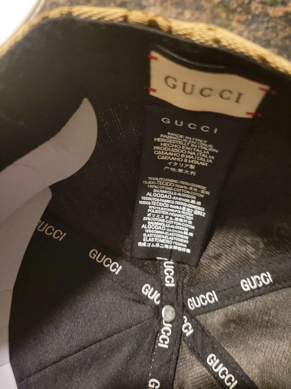 Gucci Beige/Brown Monogram Hat with Green-Red Web - Picture 7 of 9